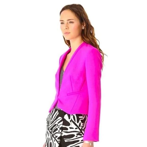 DIANE VON FURSTENBERG Illene Jacket Blazer Gardenia Purple Pink Sz 4 {J7} - Picture 2 of 9